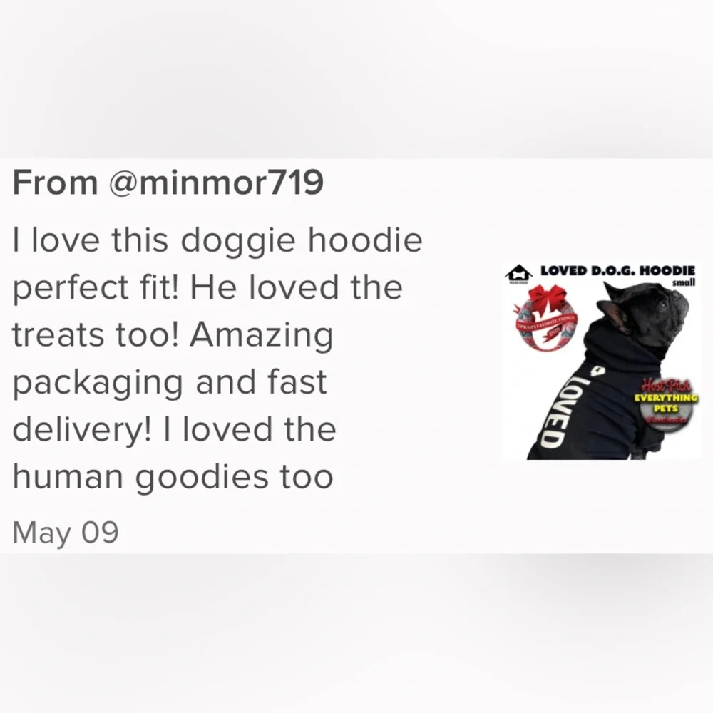 HOUSE DOGGE LOVED D.O.G. HOODIE HOST PICK NEW